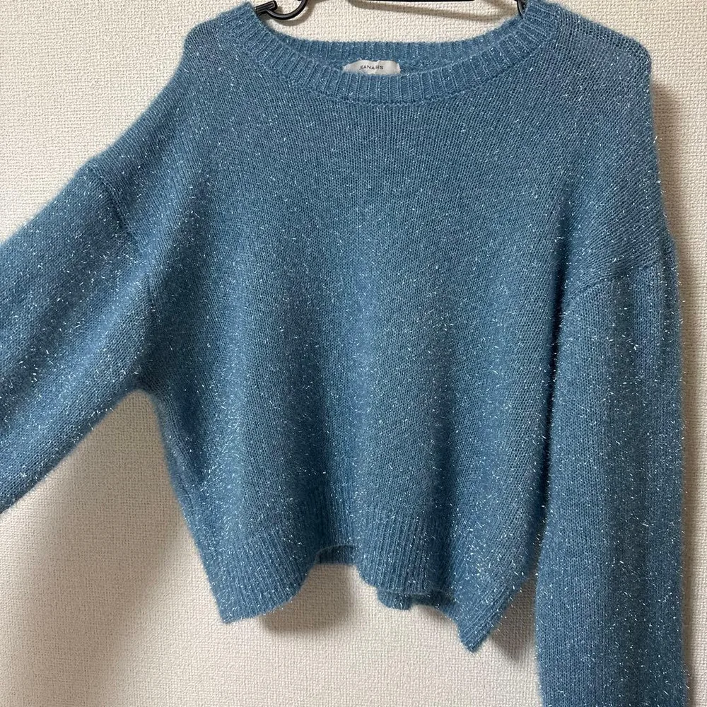 JEANASIS ラメ入りブルーニットセーター Freeサイズ