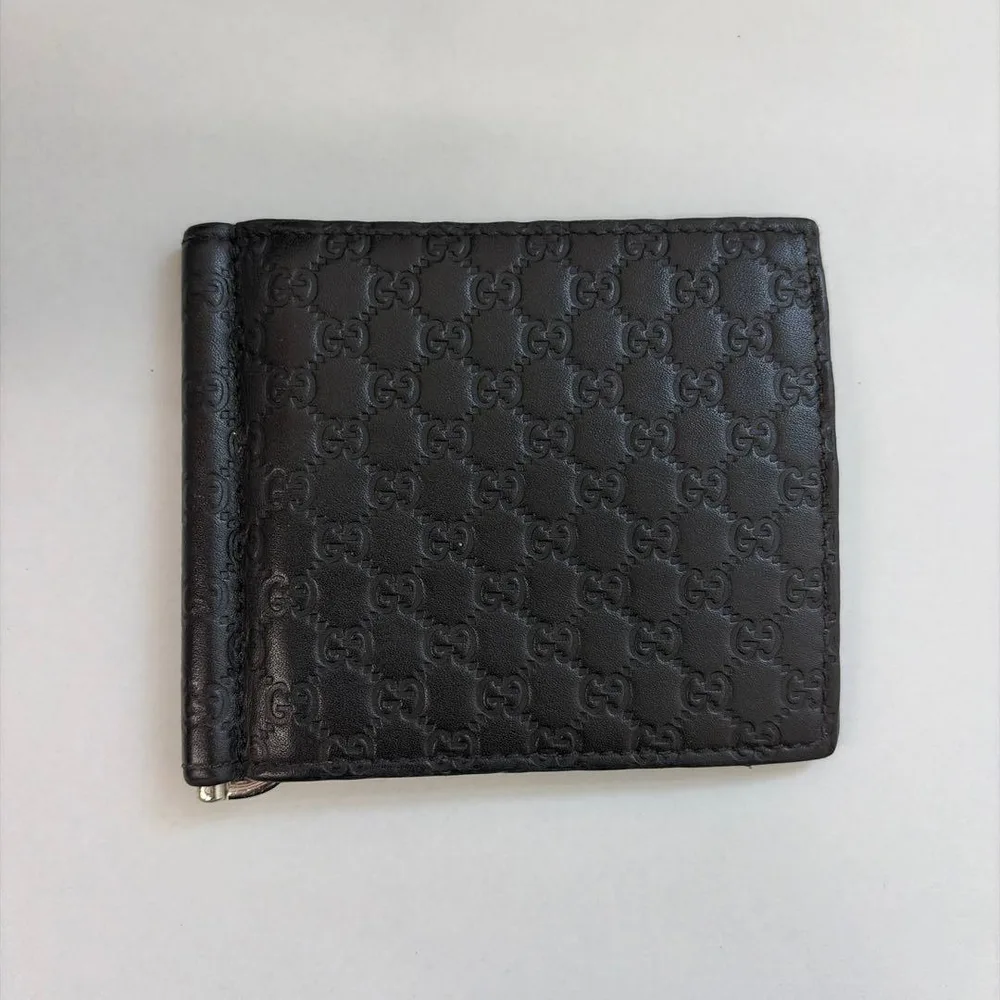 GUCCI グッチ マネークリップ シマレザー 二つ折り財布