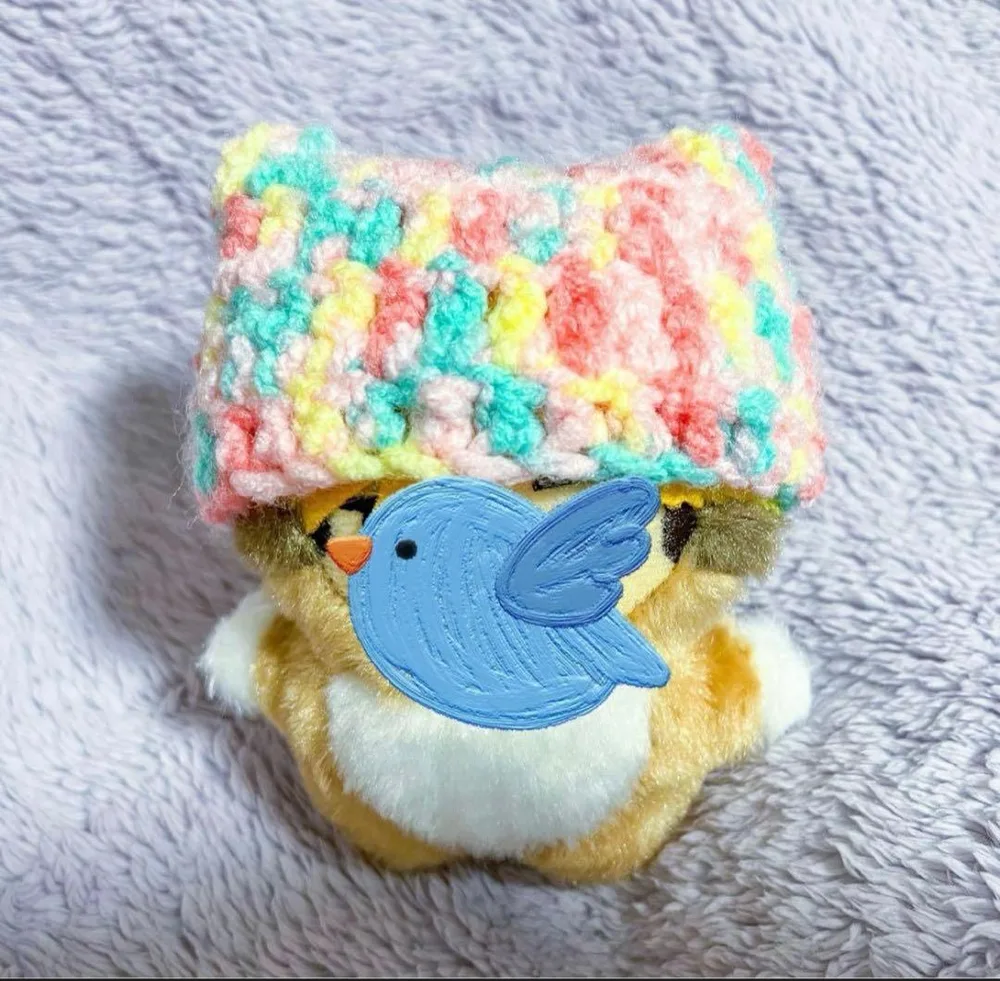 ぬい服 もこもこ猫耳帽子 10cmぬい用 ちみけも用