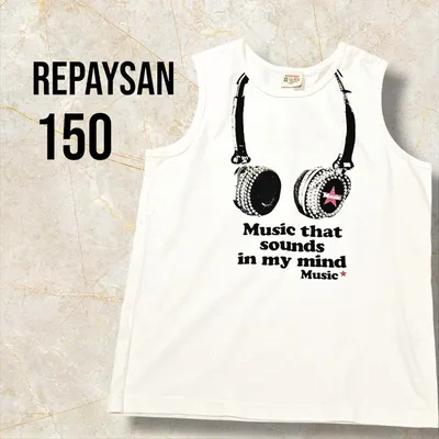 REPAYSAN タンクトップ ヘッドホン ラインストーン 白 150
