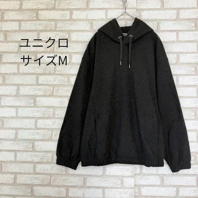 ユニクロ ブラッシュドジャージプルパーカー グレー M メンズ