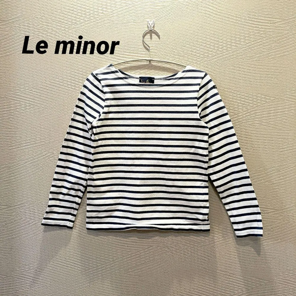 Le minor ボーダーカットソー 長袖 ネイビー×オフホワイト