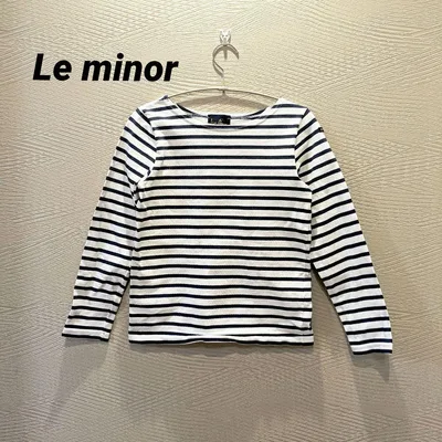 Le minor ボーダーカットソー 長袖 ネイビー×オフホワイト