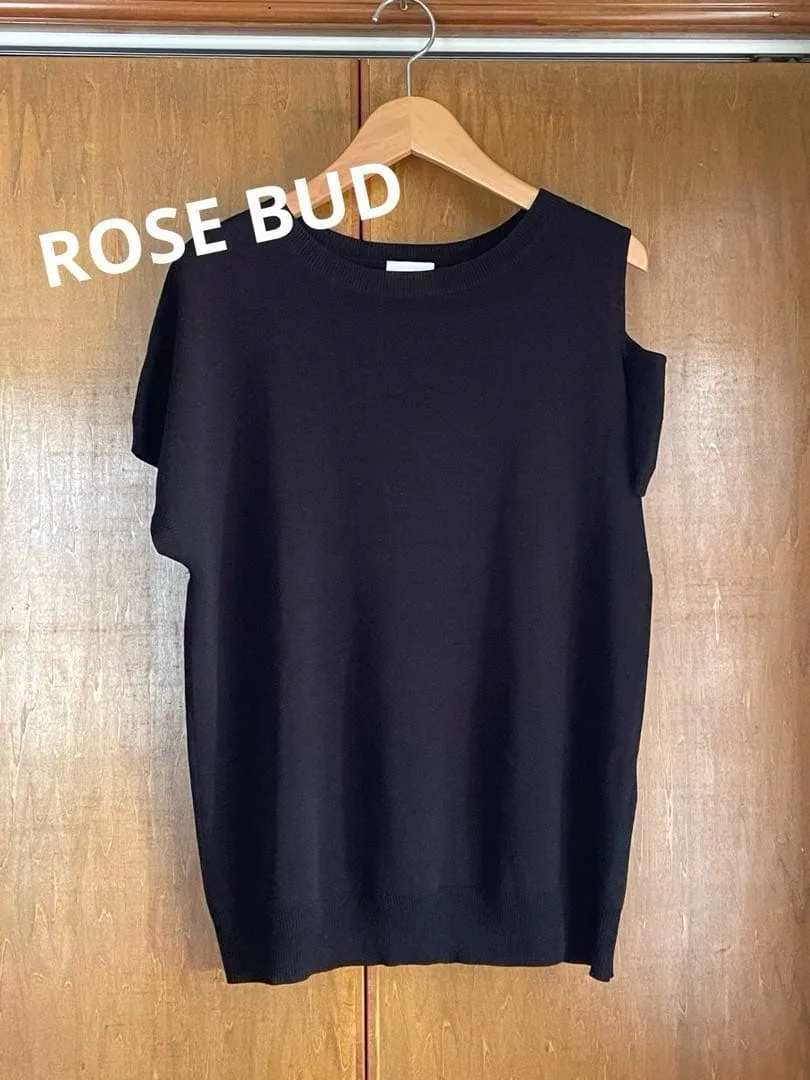 【ROSE BUD】オープンショルダー アシメ ニット フレンチスリーブ