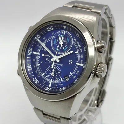 新品電池 稼働 SEIKO クロノグラフ メンズ QZ 腕時計 ブルー文字盤