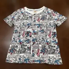 GU MARVEL COMICS キャプテンアメリカ 総柄 Tシャツ M