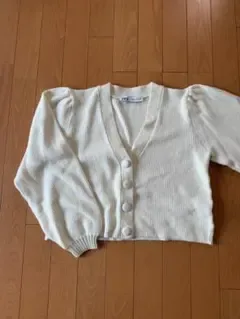 ZARA アイボリー リブ編みカーディガン