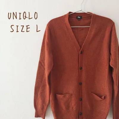 UNIQLO プレミアムラムVネックカーディガン L ウール100%