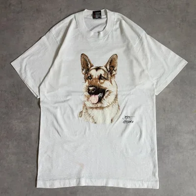 フルーツオブザルーム アニマルT 犬 古着 90s カナダ製 M 白 20320