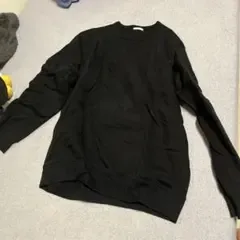 無地 クルーネック スウェット ブラックGU
