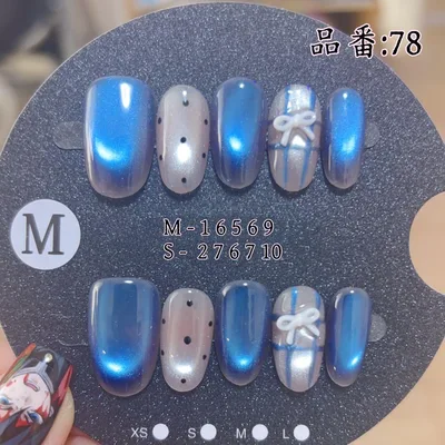 【78】ネイルチップ つけ爪 マグネット リボン ドットネイル 水玉ネイル