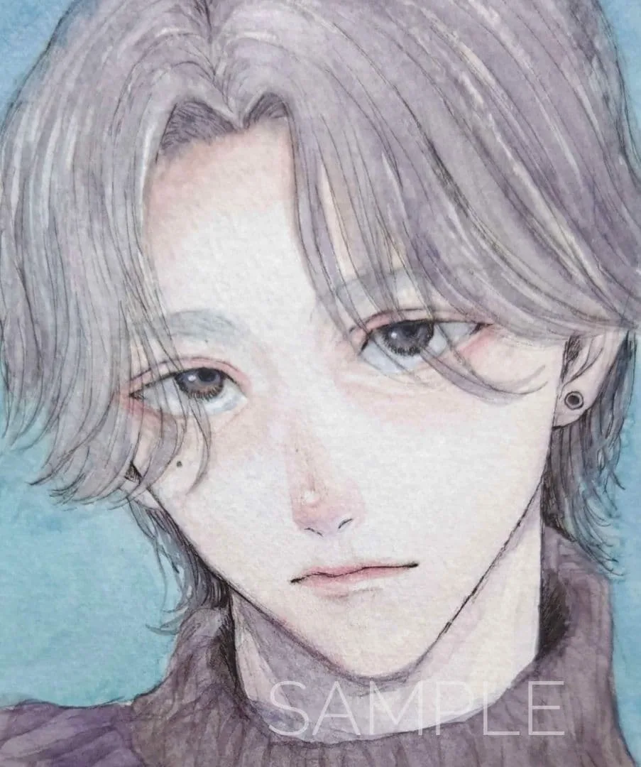 手描きイラスト アナログ オリジナル 男性