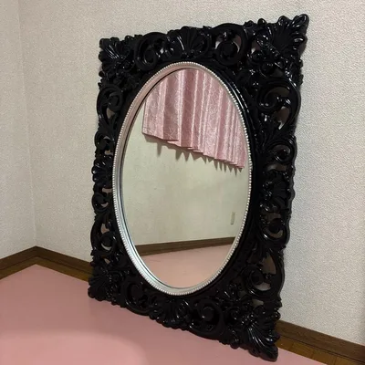 ロココ調 ウォールミラー ブラック 壁掛け鏡