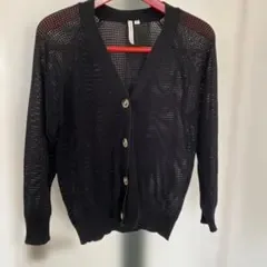 HK WORKS LONDON メッシュカーディガン ブラック M