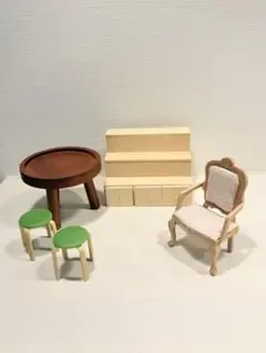 ミニチュア家具 ドールハウス テーブル チェア ディスプレイ棚 木製リーメント