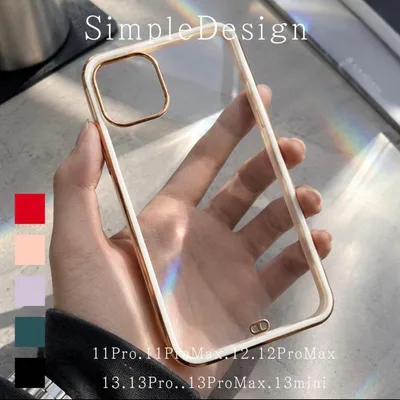 iPhone13 ProMax ゴールドフレーム クリアケース 軽量ケース
