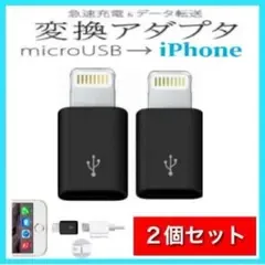 2個セット iPhone 変換アダプタ マイクロ USB ブラック 黒