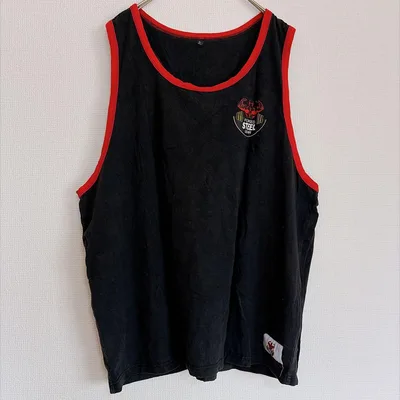 フォージドスチールギア タンクトップ ラウンドネック ロゴ XL 黒 綿 ジム