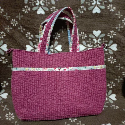 ヌビバッグ ハンドメイド 花柄 2way トートバッグ 濃ピンク イブルキルト