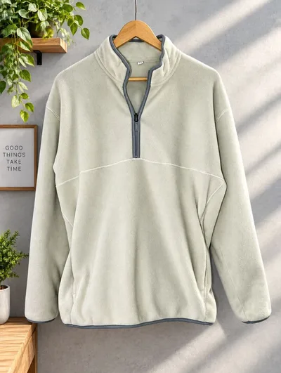 【UNIQLO】ユニクロ ハーフジップ フリース プルオーバー アイボリー XL