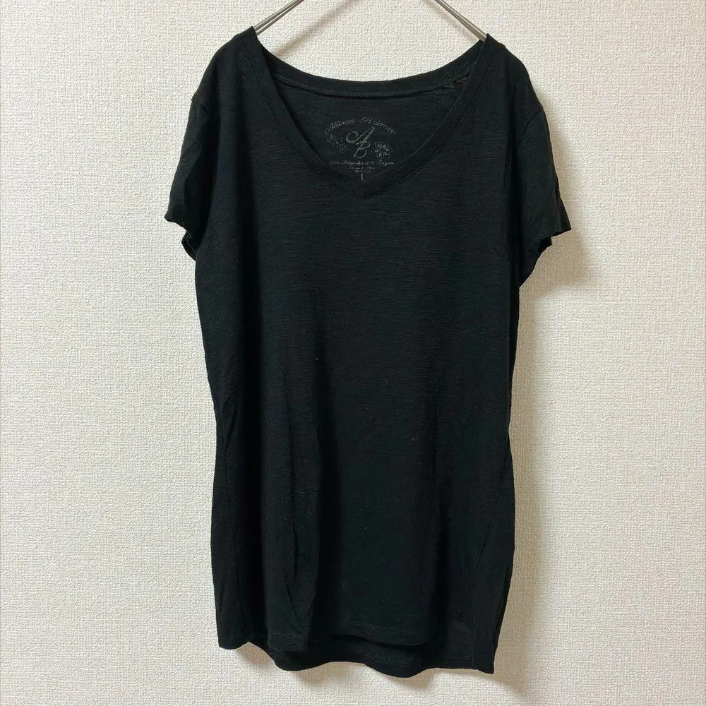 アリソンブリトニー 【L】Tシャツ Vネック 半袖 黒 レーヨン デイリー