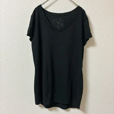 アリソンブリトニー 【L】Tシャツ Vネック 半袖 黒 レーヨン デイリー