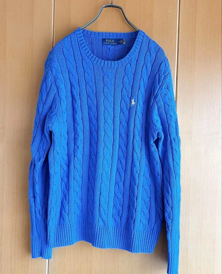 POLO RALPH LAUREN ケーブルニット セーター ブルー M