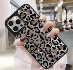 iPhone15 Proケース ヒョウ柄 ミラー