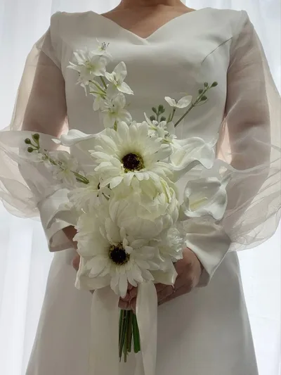 アーティフィシャルフラワー ウェディングブーケ 造花 ホワイト