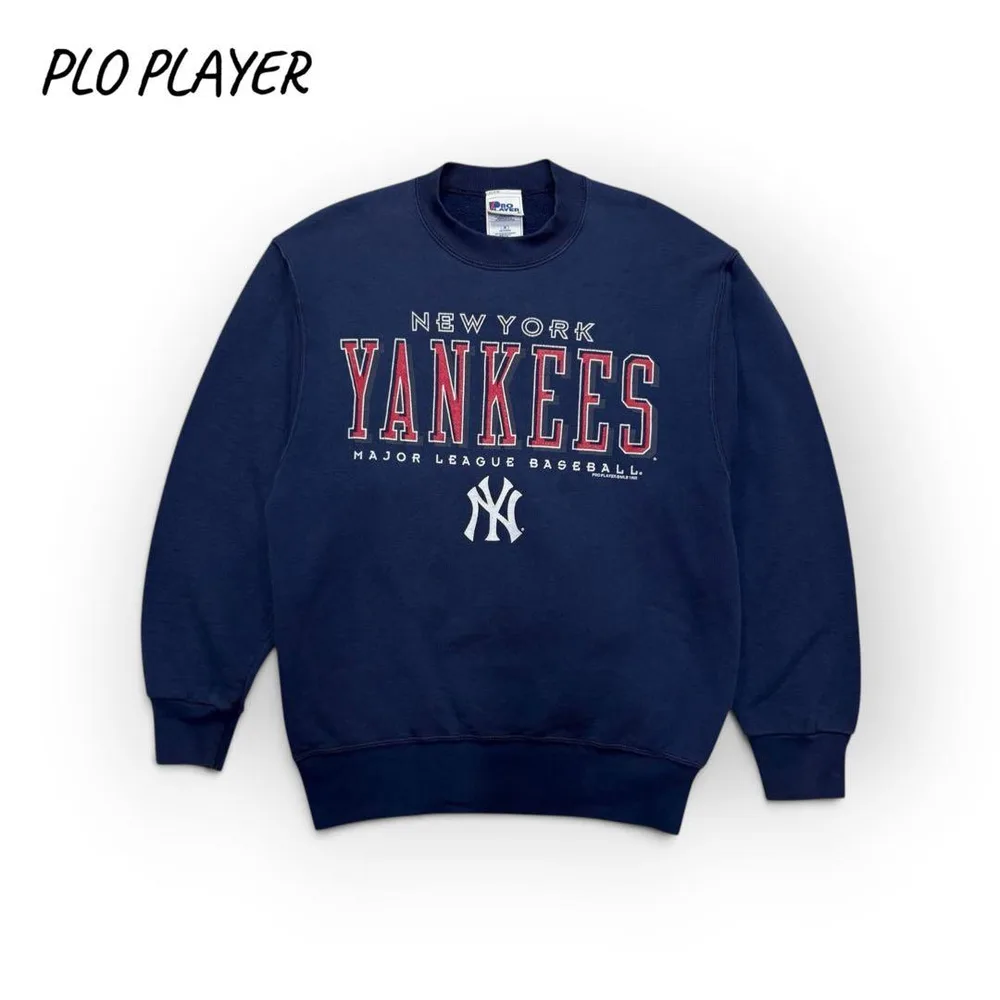 【90s USA製】 PRO PLAYER ヤンキース スウェット 実寸L 紺