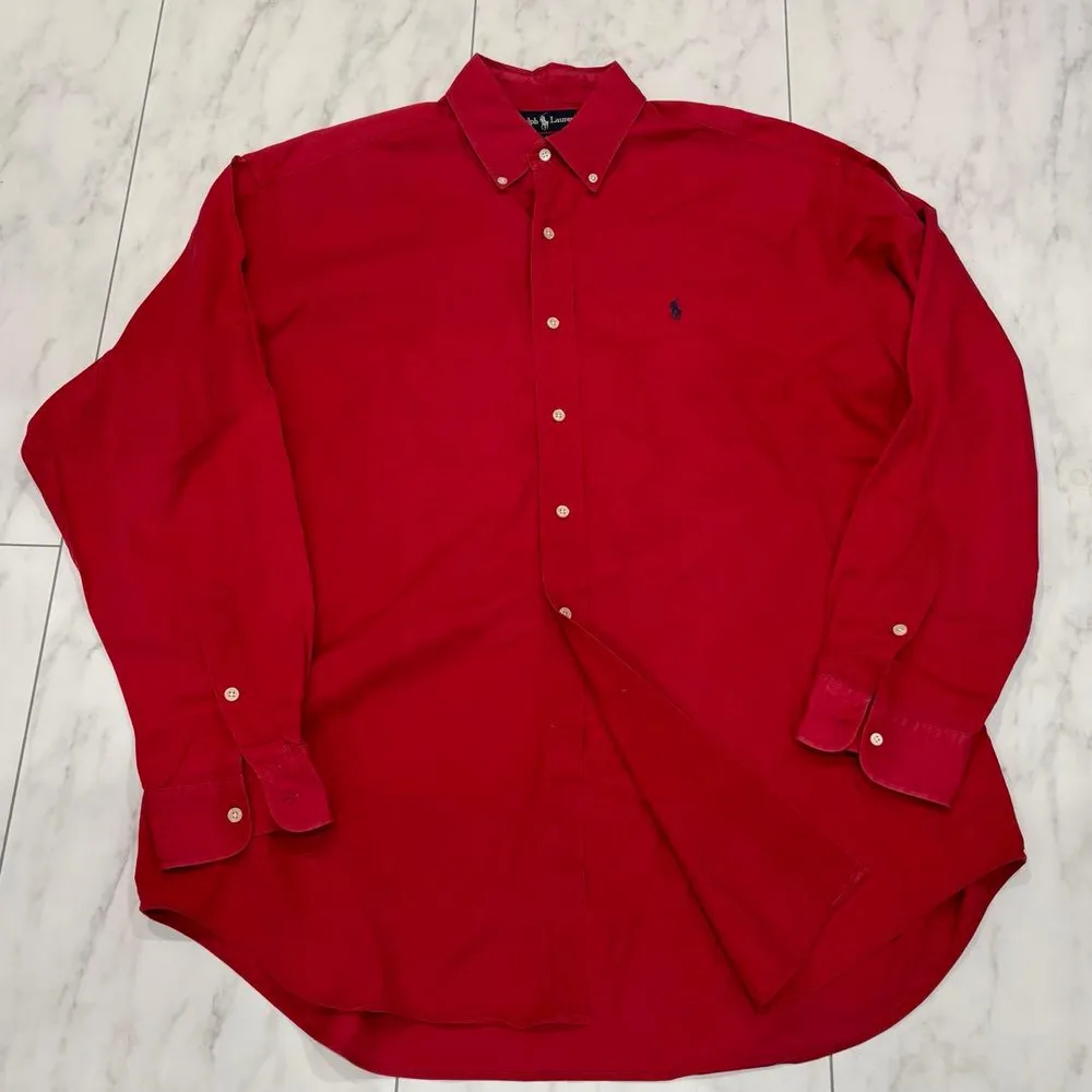 Ralph Lauren ラルフローレンL ボタンダウン 赤 長袖シャツ