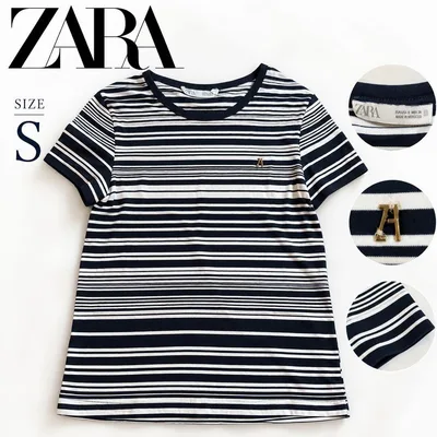 ZARA ザラ ボーダー Tシャツ 半袖 ネイビー S