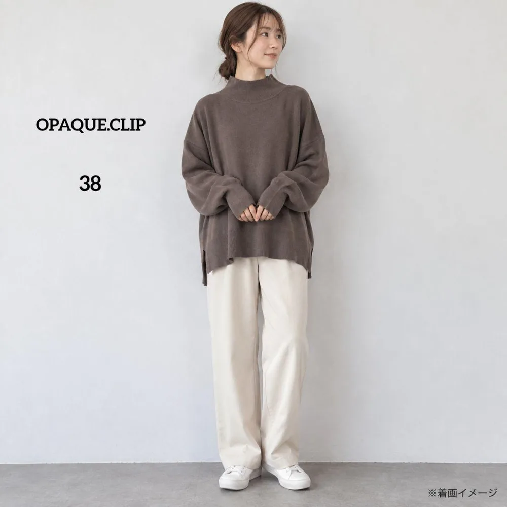 OPAQUE.CLIP ハイネックニット M ブラウン ウール混 ゆったり