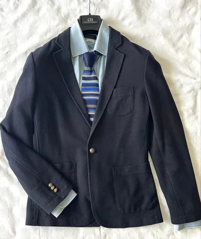 【美品クリーニング済】ZARA MAN 金ボタン テーラードジャケット 濃紺 M