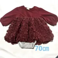 petit main ローズモチーフ ドッキングロンパース 70cm