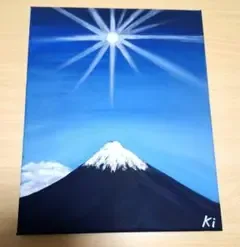 富士山 アクリル画 F3号 キャンバス 原画 アート 風景画