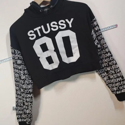 A5) STUSSY クロップドパーカー ブラック Sサイズ