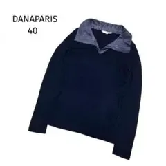 DANAPARISダナパリ長袖カットソー異素材襟ブラック40 (L〜LL相当)