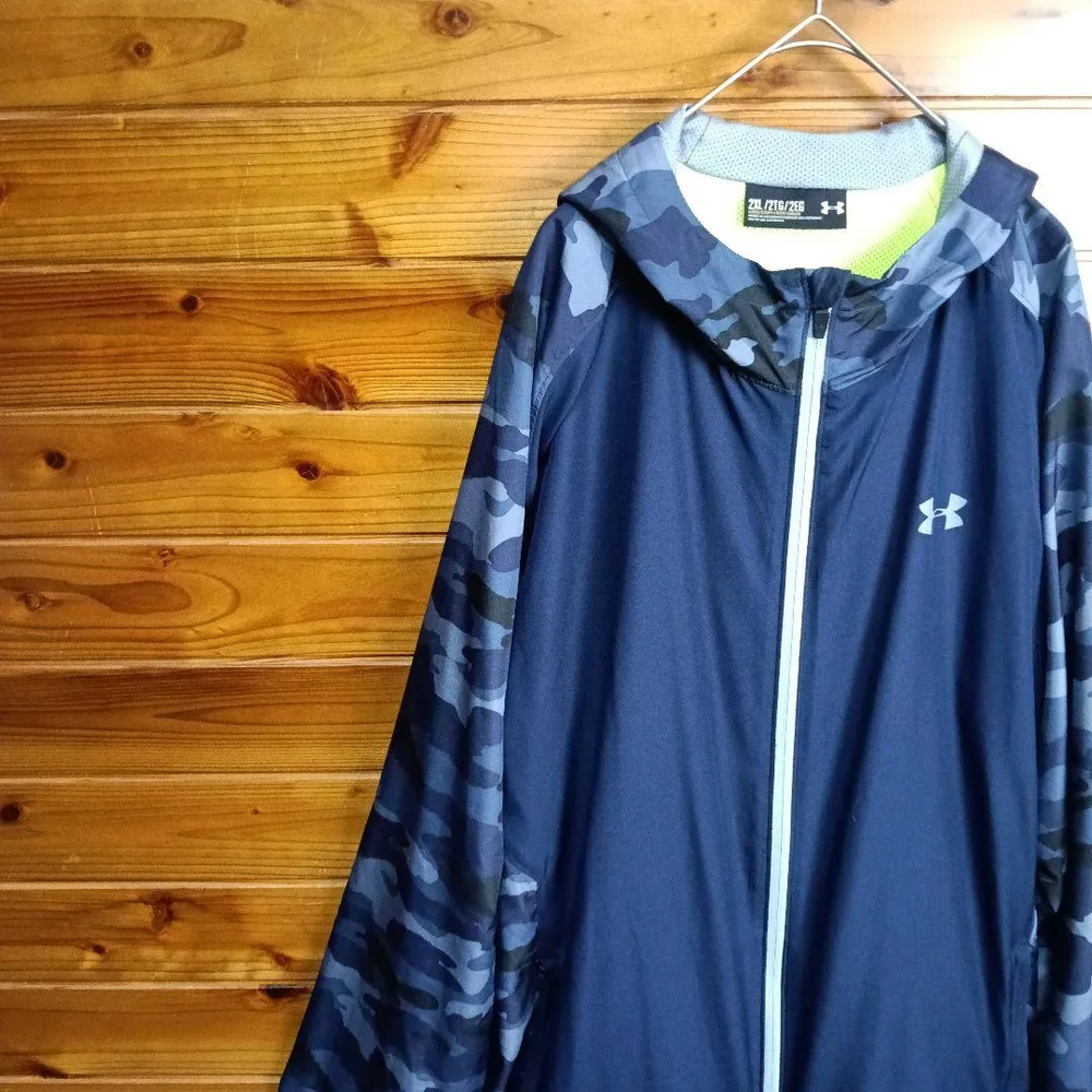 UNDER ARMOUR ナイロンジャケット 裏蛍光メッシュ ラグラン袖 2XL