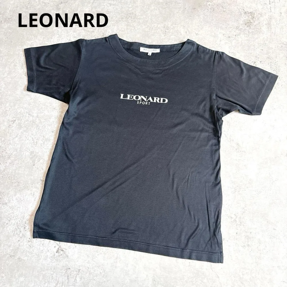 レオナールスポーツLEONARDSPORT 日本製 ロゴプリント半袖Tシャツ 黒