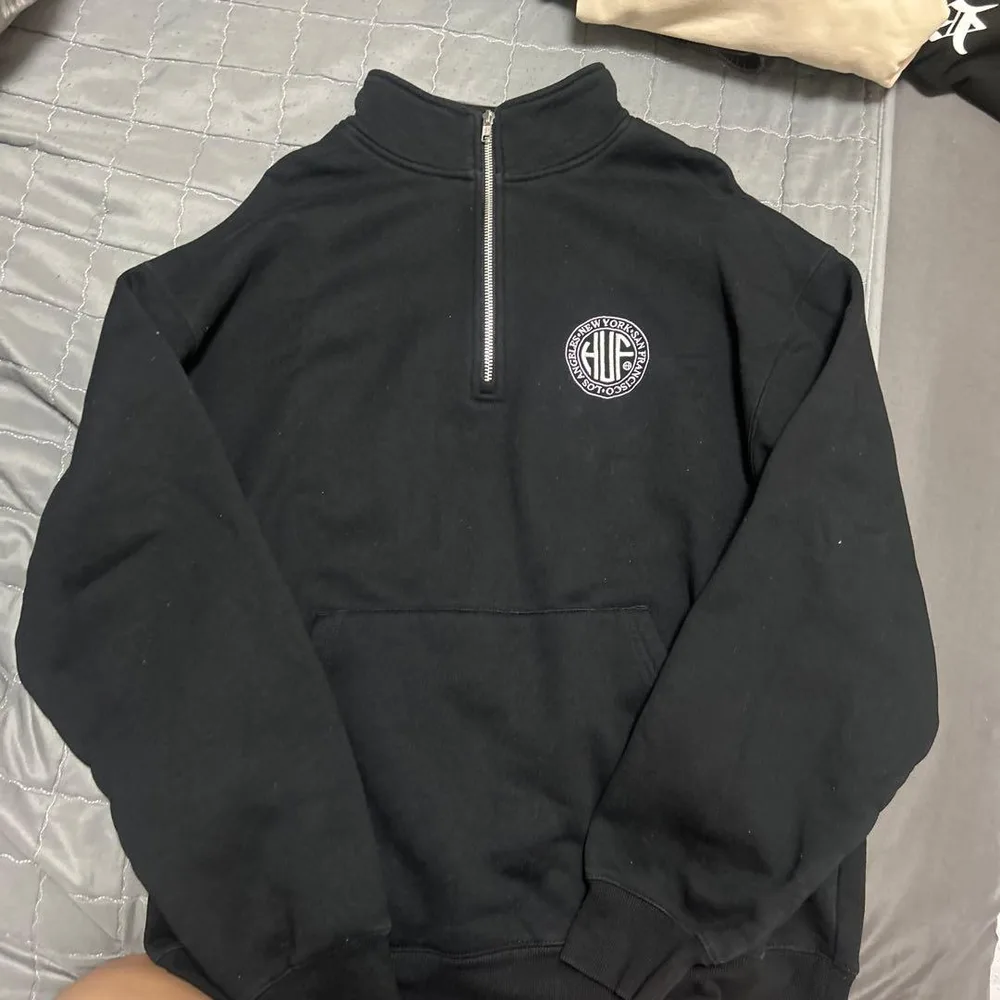 HUF ハーフジップ スウェット ブラック XL