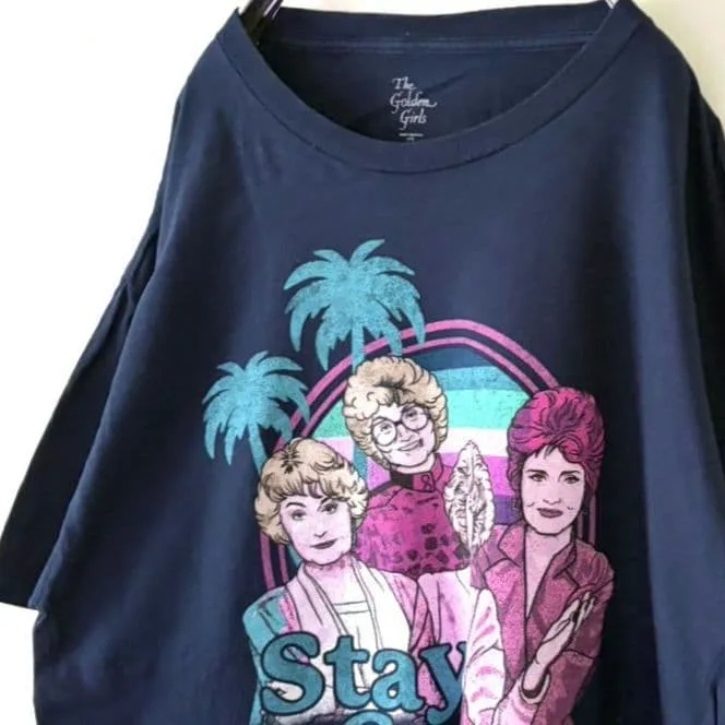ザゴールデンガールズ ステイゴールデン Tシャツ L ネイビー 紺色 古着