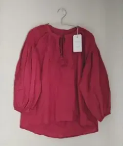 新品 CIAOPANIC 赤色刺繍ブラウス タッセル付き