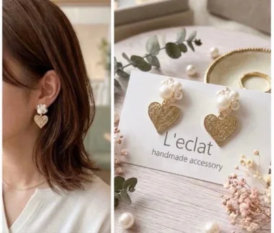 【no.12】 L'eclat✳︎パールビジューandハート ピアス&イヤリング
