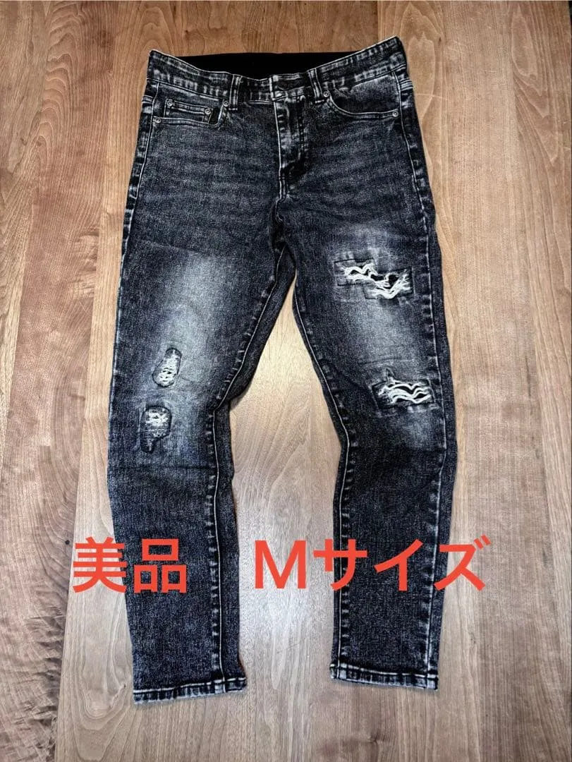 【美品】RTEG アダムスジャグラー ダメージブラック デニム スキニー M