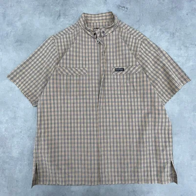 BURBERRY BLACK LABEL チェック柄 半袖シャツ ジップアップ