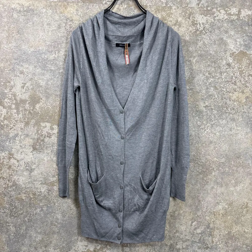 コムサイズム ロングカーディガン ショールカラー ニット F グレー
