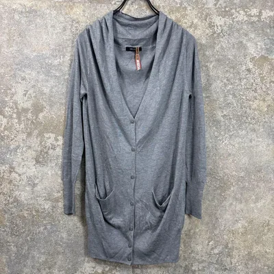 コムサイズム ロングカーディガン ショールカラー ニット F グレー