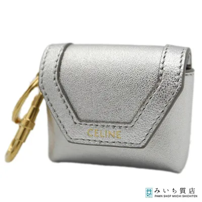 質屋 CELINE セリーヌ チャーム イヤホンケース AirPodsケース 小物入れ シルバーカラー 保管袋有 H20458 みいち質店