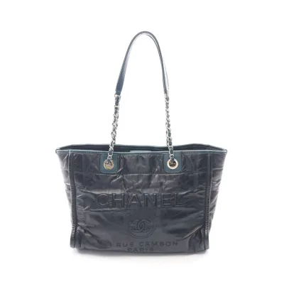 【8%OFFクーポン×P5倍 10/10 0時〜10/13 9:59】シャネル CHANEL ドーヴィル トートバッグ バッグ レザー キャビアスキン(グレインドカーフ) レディース ネイビー系 / ブルー系 【中古】
